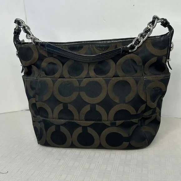 Coach Madison Luxury Designer Logo Tribeca Black Hobo EUC 14127 - Picture 3 of 10